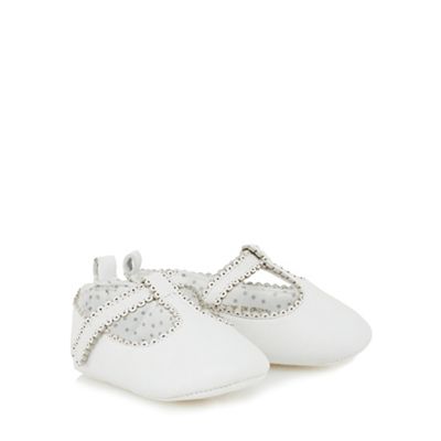 Baby girls' white leather boots